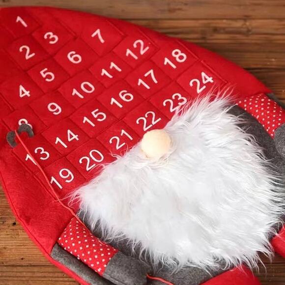 Santa Claus 3D Felt Hanging Advent Countdown Calendar Red - Picture 4 of 6